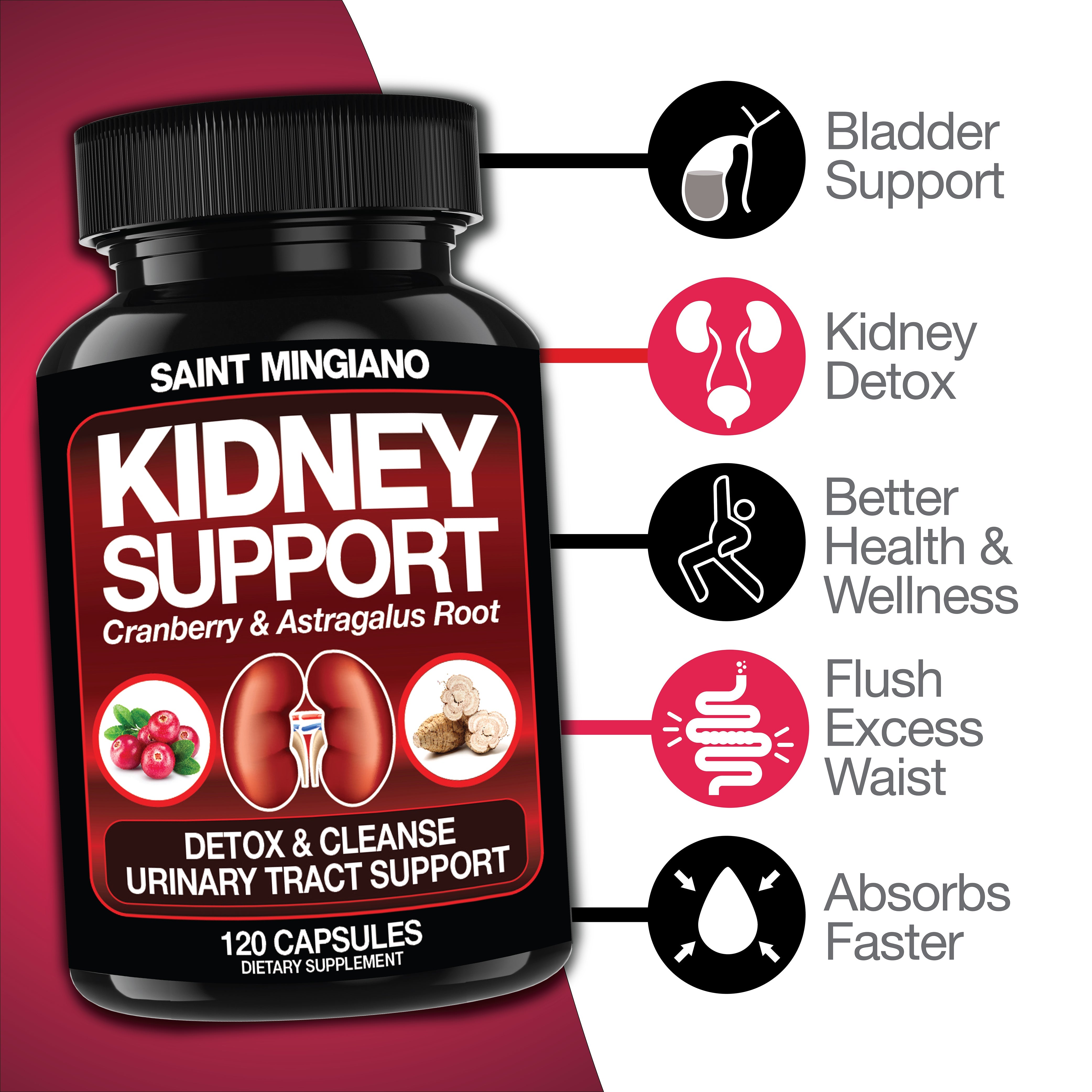 Kidney Support Cleanse Detox Repair Capsules 120 Count