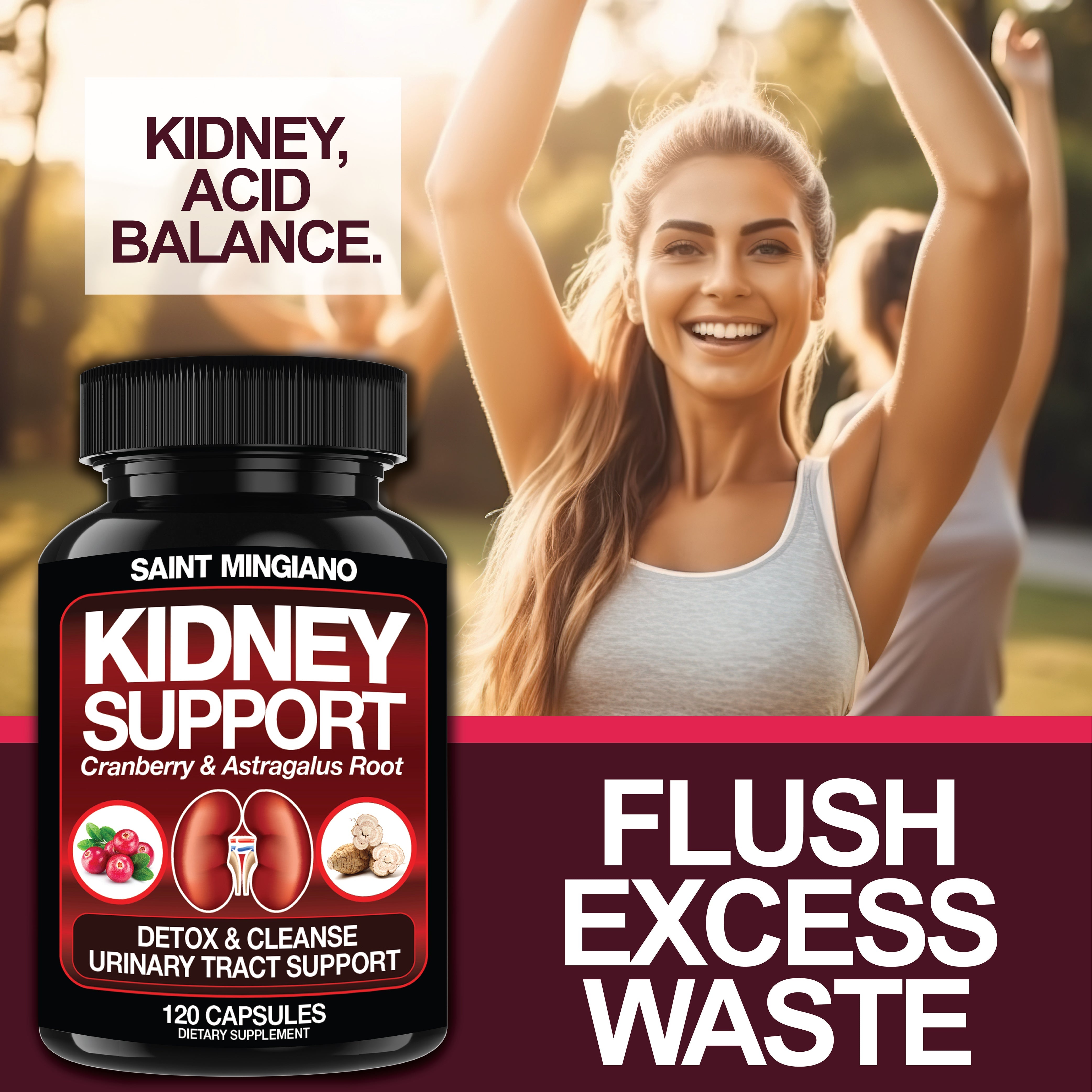 Kidney Support Cleanse Detox Repair Capsules 120 Count