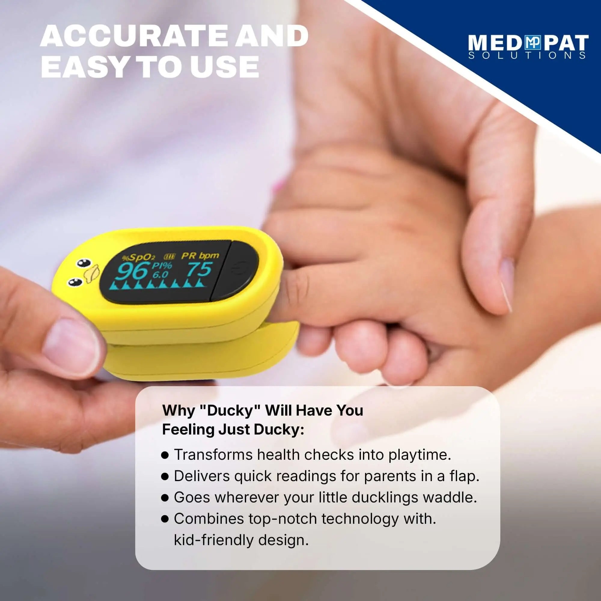 Med-Pat Ducky Kids Pulse Oximeter SpO2 Heart Rate