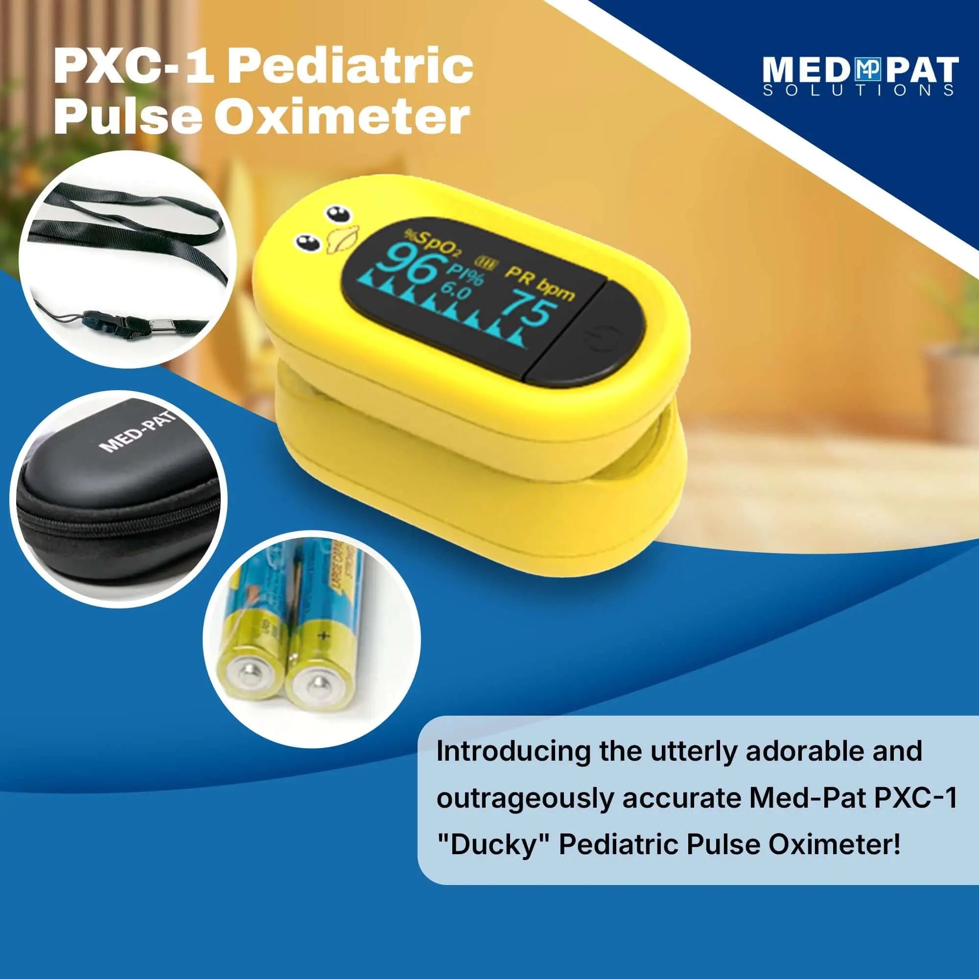 Med-Pat Ducky Kids Pulse Oximeter SpO2 Heart Rate